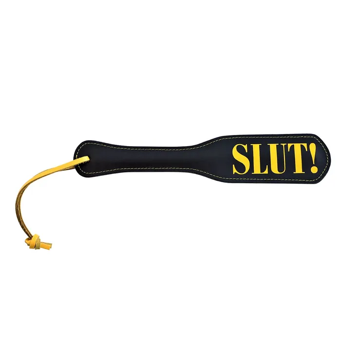 Kiotos Restraints | Kiotos Leather - Lederen Paddle Slut - Zwart/Geel
