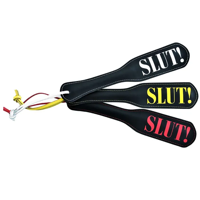 Kiotos Restraints | Kiotos Leather - Lederen Paddle Slut - Zwart/Geel