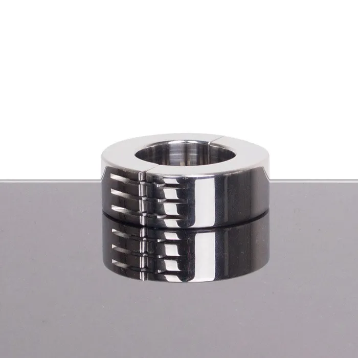 Kiotos Steel - Ballstretcher RVS Met Groeven Scharnierend 20 mm Hoog Ø 35 mm | Kiotos Male Sex Toys