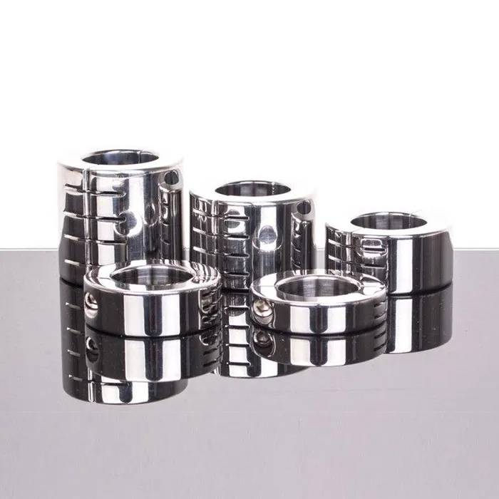 Kiotos Steel - Ballstretcher RVS Met Groeven Scharnierend 20 mm Hoog Ø 35 mm | Kiotos Male Sex Toys