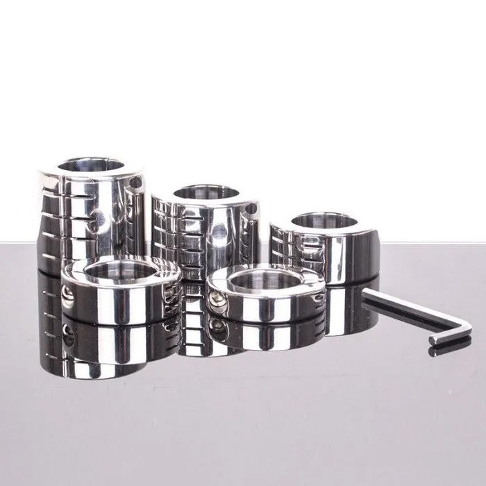 Kiotos Steel - Ballstretcher RVS Met Groeven Scharnierend 20 mm Hoog Ø 35 mm | Kiotos Male Sex Toys