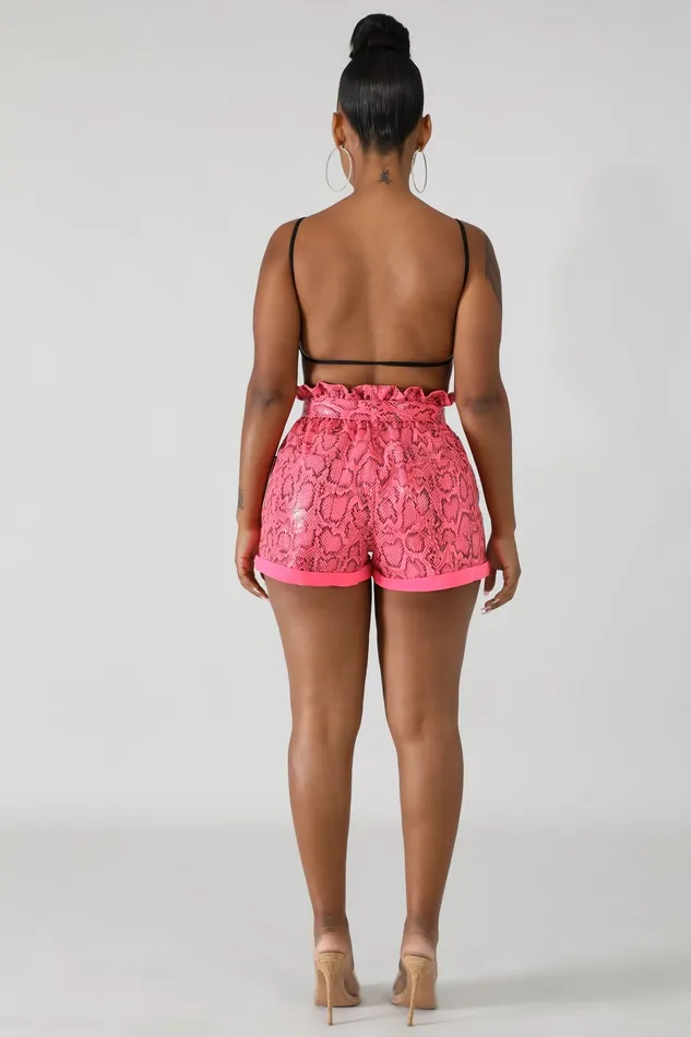 Neon Faux Shine Snakeskin Boxy Shorts | Intimate Play Male Sex Toys