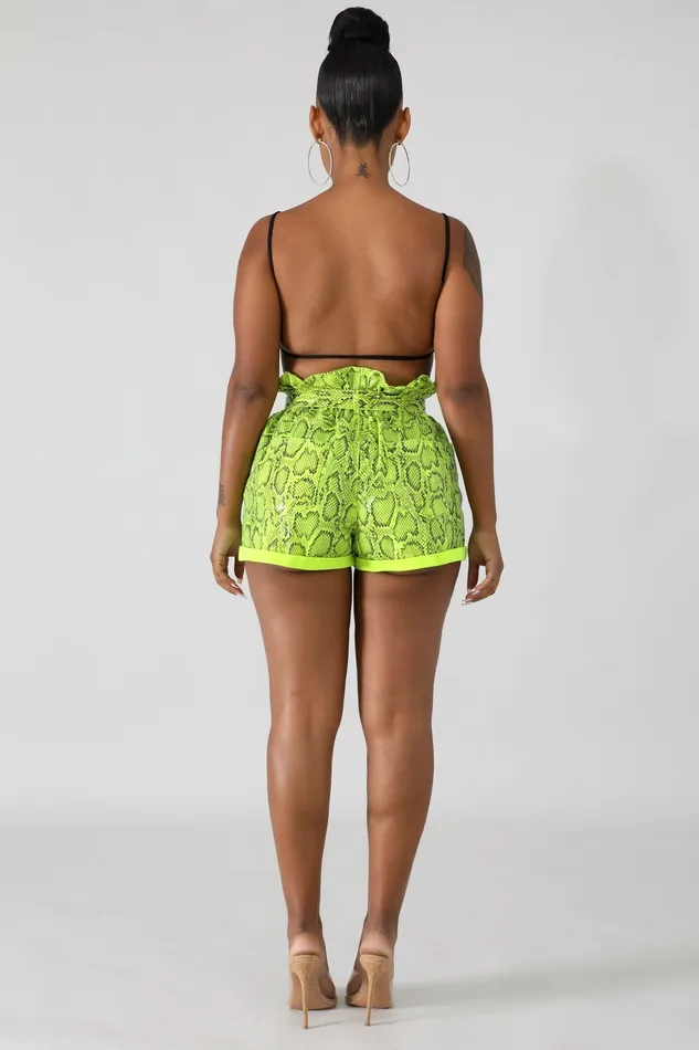 Neon Faux Shine Snakeskin Boxy Shorts | Intimate Play Male Sex Toys