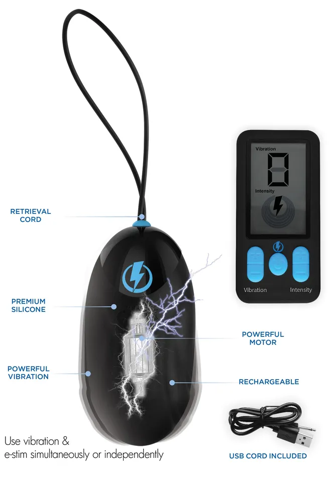 Female Sex Toys | XR Brands E-Stim Pro Silicone Vibrating Egg With Remote  Control - Black