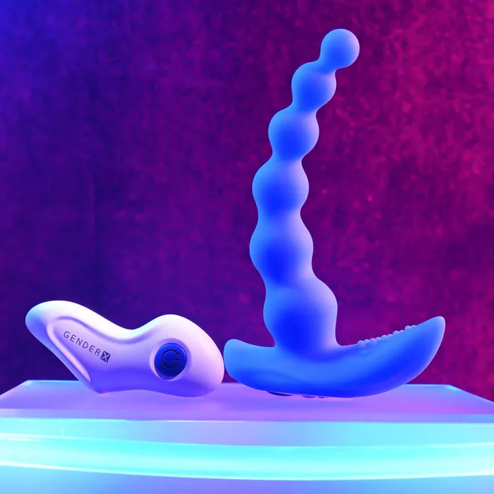 Gender X Gender X BEADED PLEASURE - Blue 11.4 cm USB Rechargeable Vibrating Anal Beads with Remote | Anal Gender X Gender X BEADED PLEASURE - Blue 11.4 cm USB Rechargeable Vibrating Anal Beads with Remote | Anal