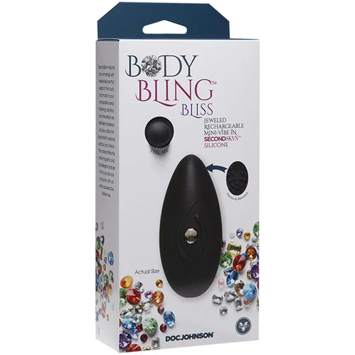 Body Bling Clit Caress MiniVibe in Second Skin Silicone Silver Doc Johnson Female Sex Toys