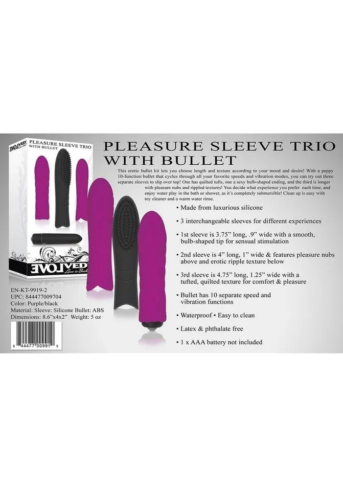 Evolved Female Sex Toys Pleasure Silicone Sleeve Trio with Bullet Kit