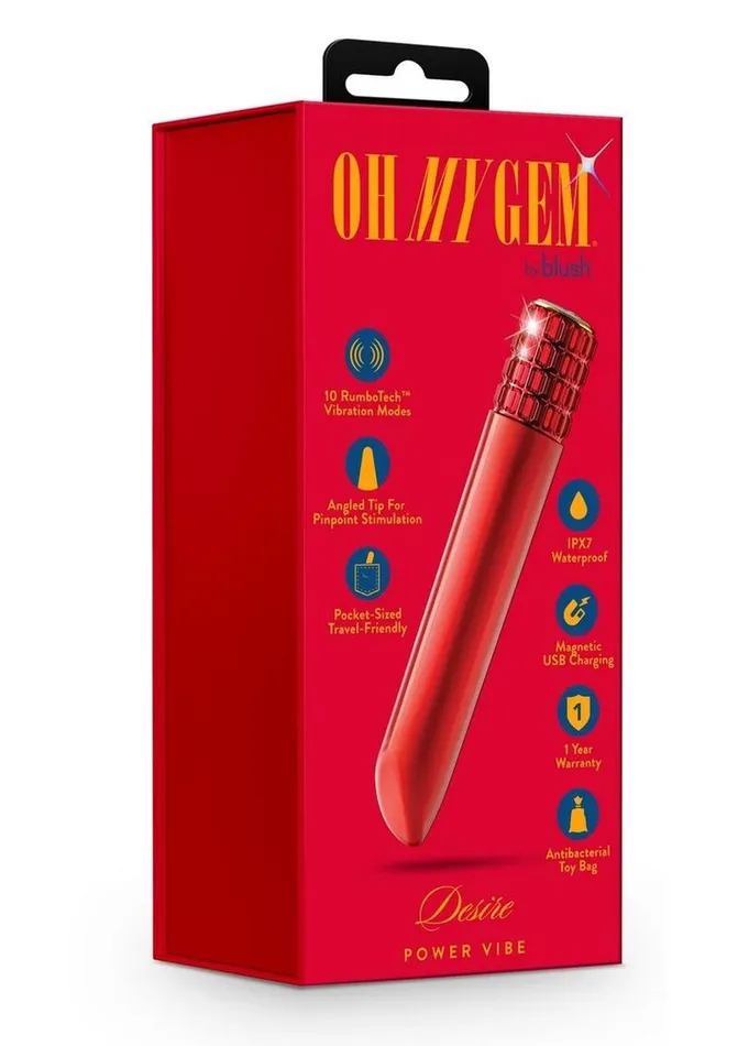 Female Sex Toys Oh My Gem Desire Rechargeable Bullet Vibrator Ruby Oh My Gem