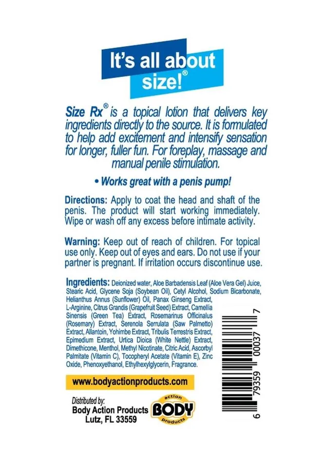 Size RX Male Sex Toys Size Rx Penile Enhancement Lotion