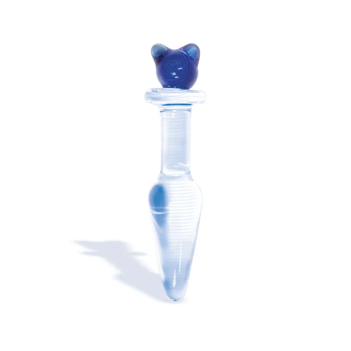 Icon Brands Anal The 9s First Glass Kitty Love Butt Plug Blue