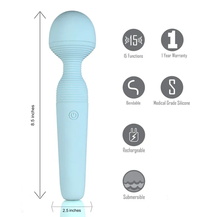 Maia Toys Grace Bendable Vibrating Pleasure Wand Blue Vibrators Maia Toys Grace Bendable Vibrating Pleasure Wand Blue Vibrators