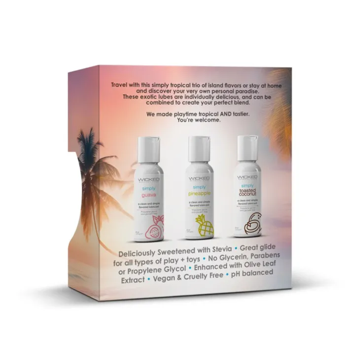 Male Sex Toys Wicked Sensual Care Wicked Simply Tropical Trio 1oz Travel Size Flavored Lubes Male Sex Toys Wicked Sensual Care Wicked Simply Tropical Trio 1oz Travel Size Flavored Lubes