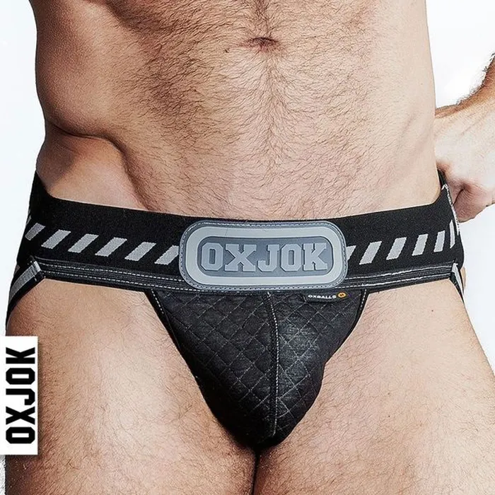 OXJok Anal Packer Industrial Quilted Cargo Strapjock Black Puff Xl