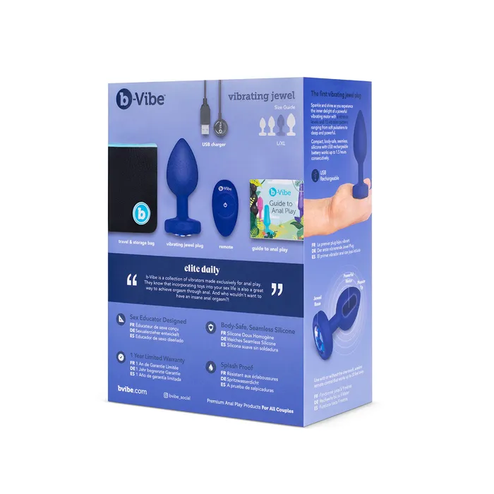 BVibe Anal BVibe Vibrating Jewel Plug LXL Blue Sapphire BVibe Anal BVibe Vibrating Jewel Plug LXL Blue Sapphire