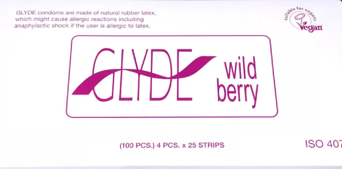 Glyde Condom WildberryPurple 53mm Bulk 100s Glyde Vibrators