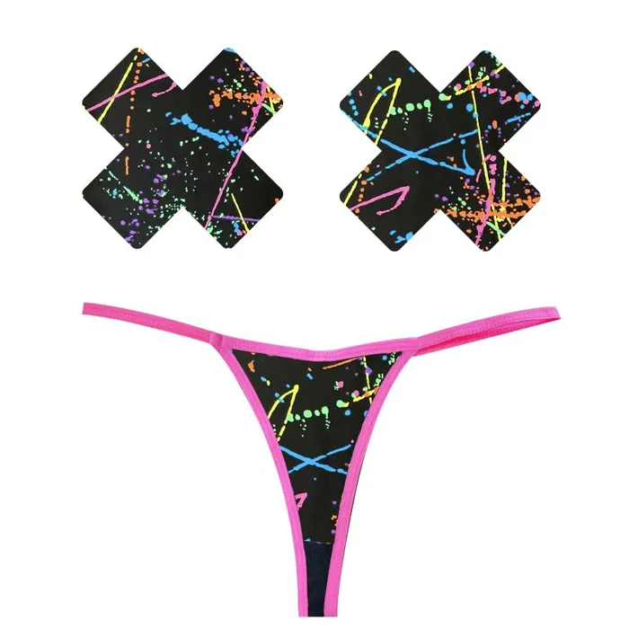 Neva Nude Anal Graffiti Neon GString X Pastie Set