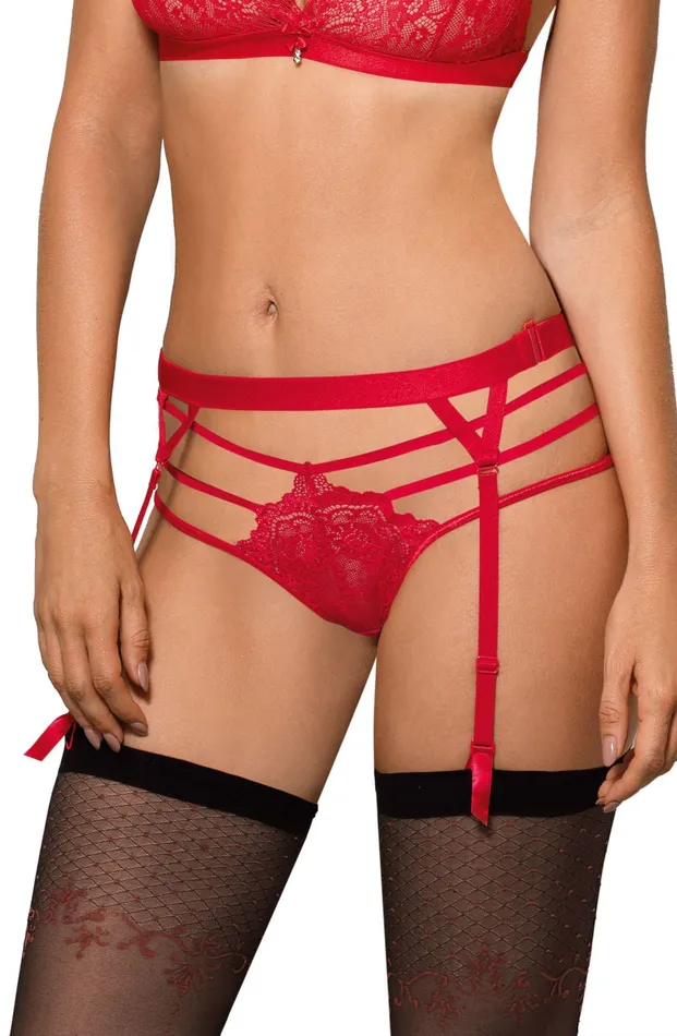 Roza Roza Cyria Red Suspender Belt Vibrators