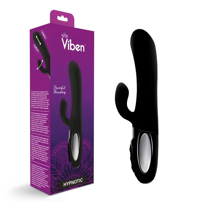 Viben Vibrators Viben Hypnotic Thrusting Rabbit Vibe w Swinging Clit Stim Black Viben Vibrators Viben Hypnotic Thrusting Rabbit Vibe w Swinging Clit Stim Black