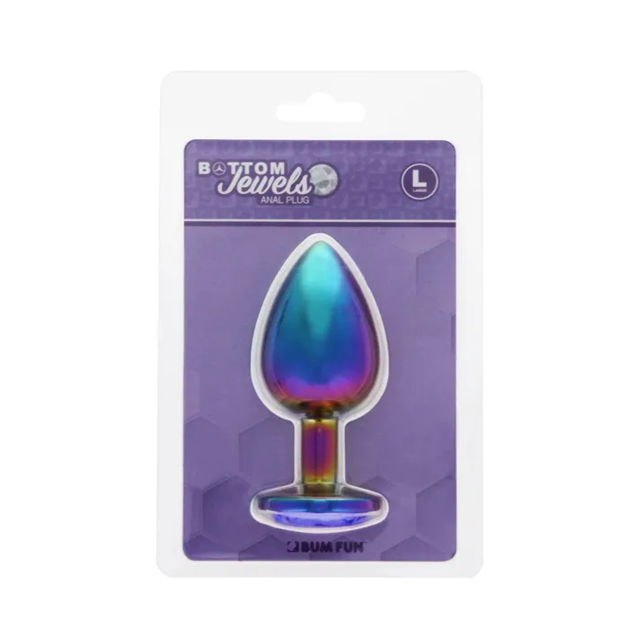 BOTTOM JEWELS MULTICOLOR ALLOY W BLUE JEWEL LARGE PLUG BUM FUN Anal