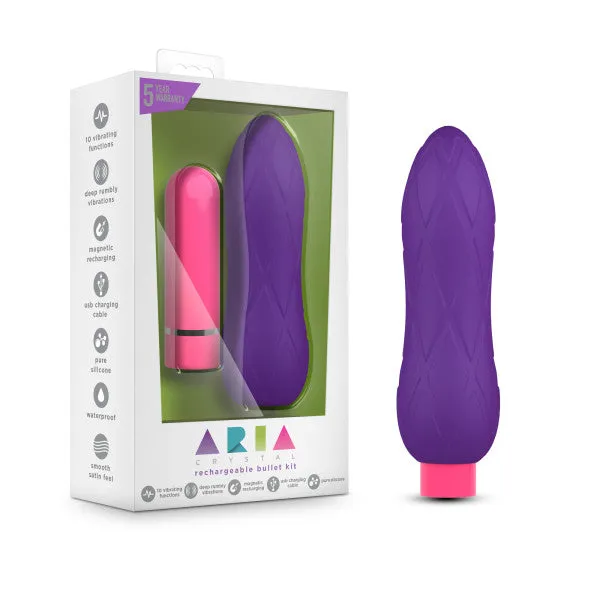 Aria Crystal Plum Rechargeable Bullet Kit Blush Novelties Female Sex Toys