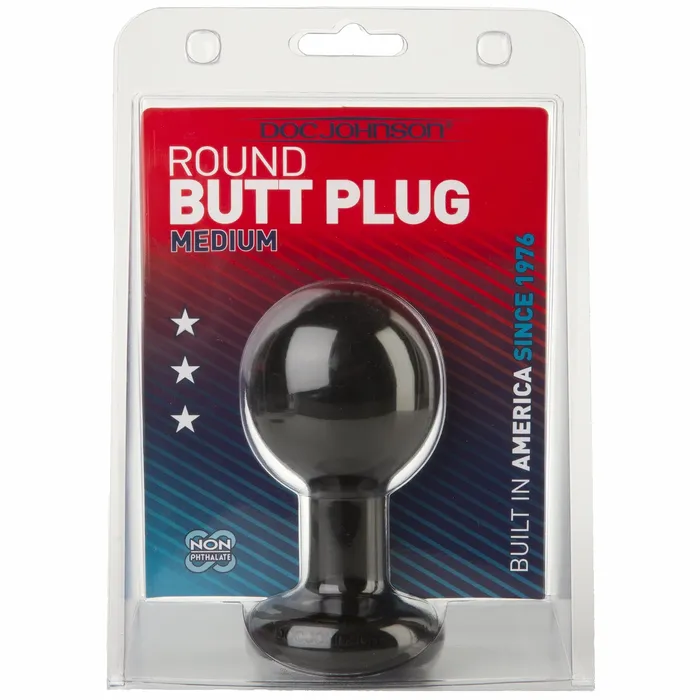 Round Butt Plug Medium Black Doc Johnson Novelties Anal