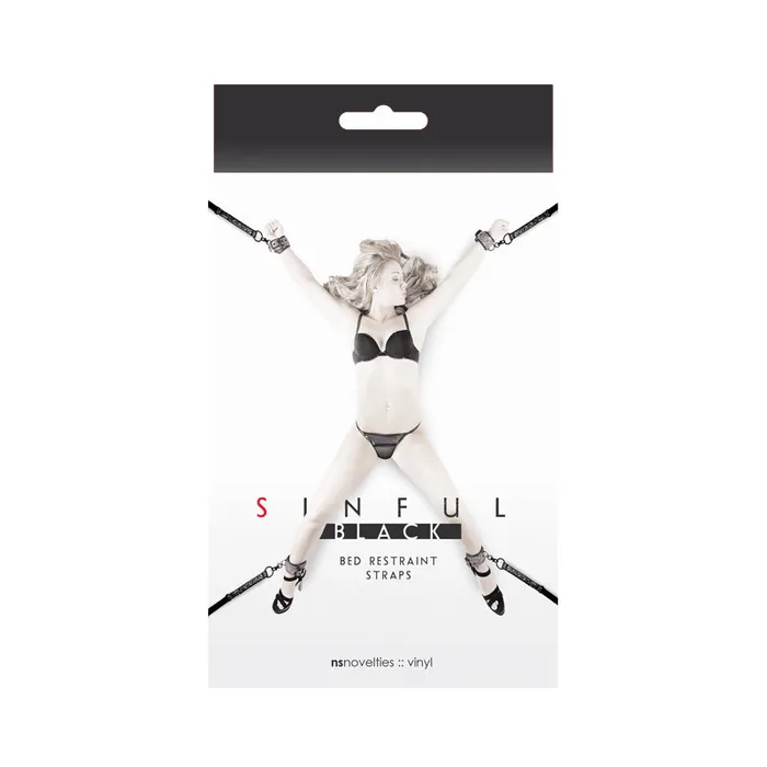 Sinful Bed Restraint Straps Black NS Novelties Anal