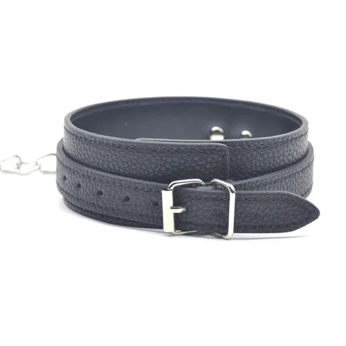 Anal Pleasure Malta Black Embossed Bondage leash Collar