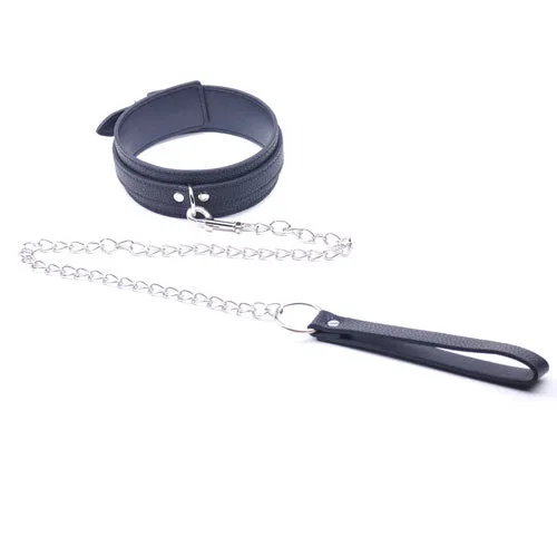 Anal Pleasure Malta Black Embossed Bondage leash Collar