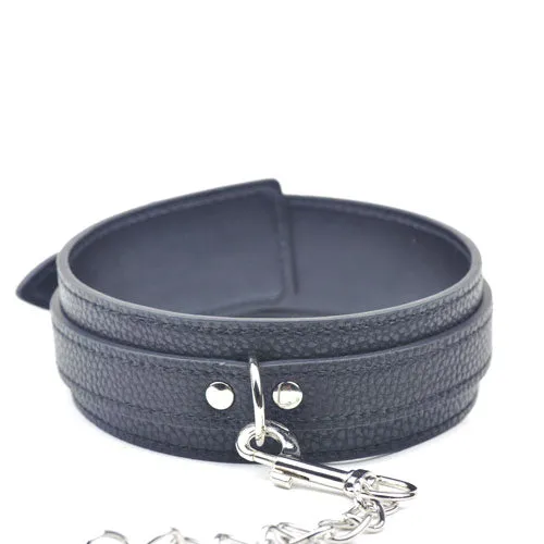 Anal Pleasure Malta Black Embossed Bondage leash Collar