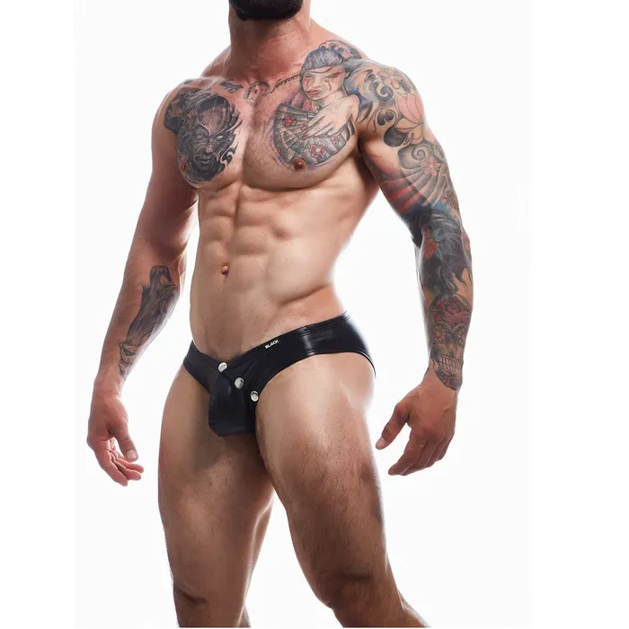 Cut 4 Men Mens Underwear C4M Snap Ergonomic Brief Black Leatherette Extra Large Cut 4 Men Mens Underwear C4M Snap Ergonomic Brief Black Leatherette Extra Large